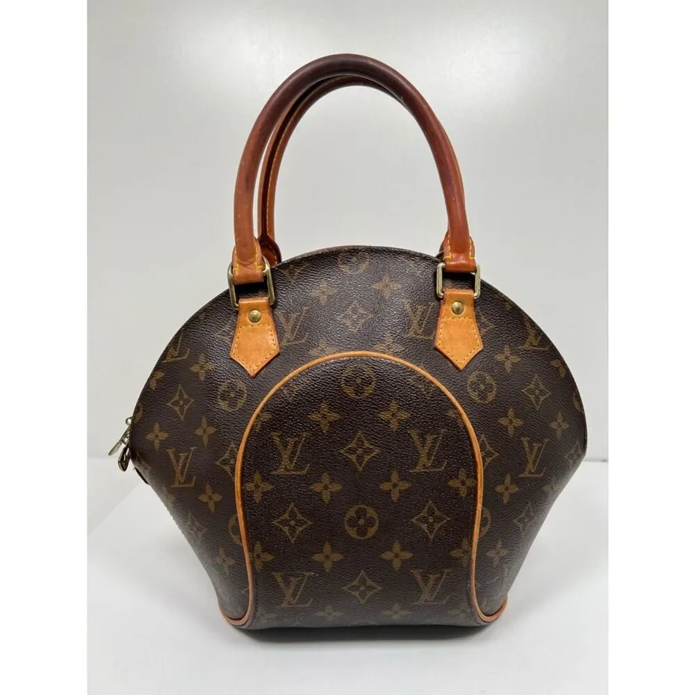 LOUIS VUITTON Ellipse PM Monogram Handbag Brown Lock + Key + Dust Bag